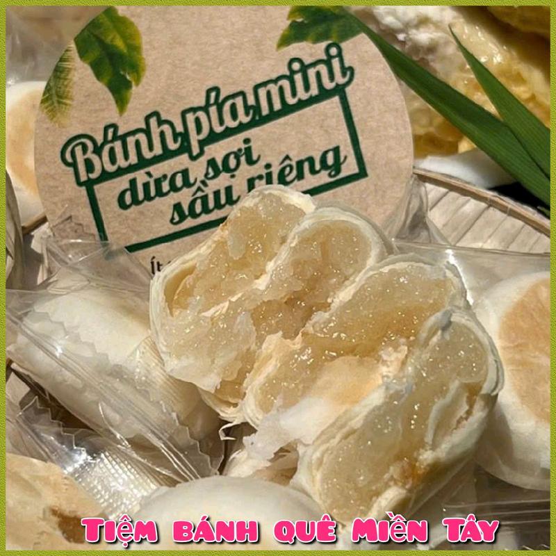 Bánh pía dừa non sầu riêng tươi đặc biệt ít đường bếp nhà Hoa Nắng 500g/1kg ( Pía khóm, môn,đậu sầu riêng, đậu xanh dứa - Ăn vặt thuần chay