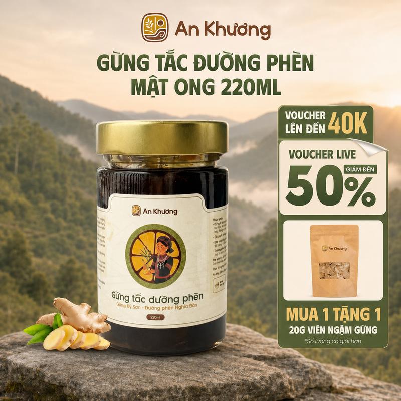 Cốt Gừng Tắc Đường Phèn Mật Ong An Khương - Gừng Kỳ Sơn 220ml