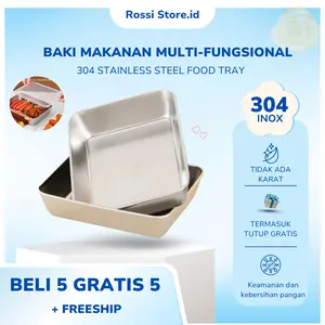 [01.01 ISCHA SARGITA] Nampan Food Box Isi  - Food Container - Tempat Menyimpan Makanan dan Sayuran Stainless