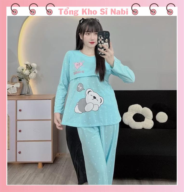 Bộ bầu - bộ sau sinh mặc nhà Gấu Ngủ - FE chất liệu Thun Cotton Mềm mát