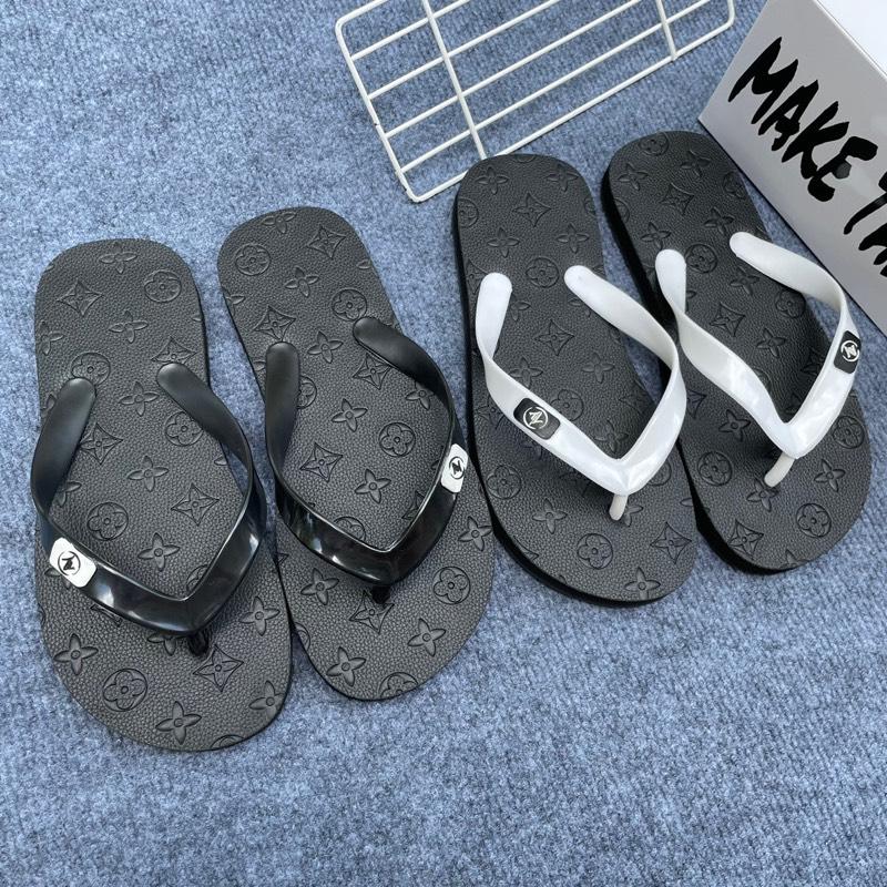 Dép tông nam Dép tông bề mặt Da hoạ tiết dập nổi đế cao su Dép kẹp nam Dép xỏ ngón