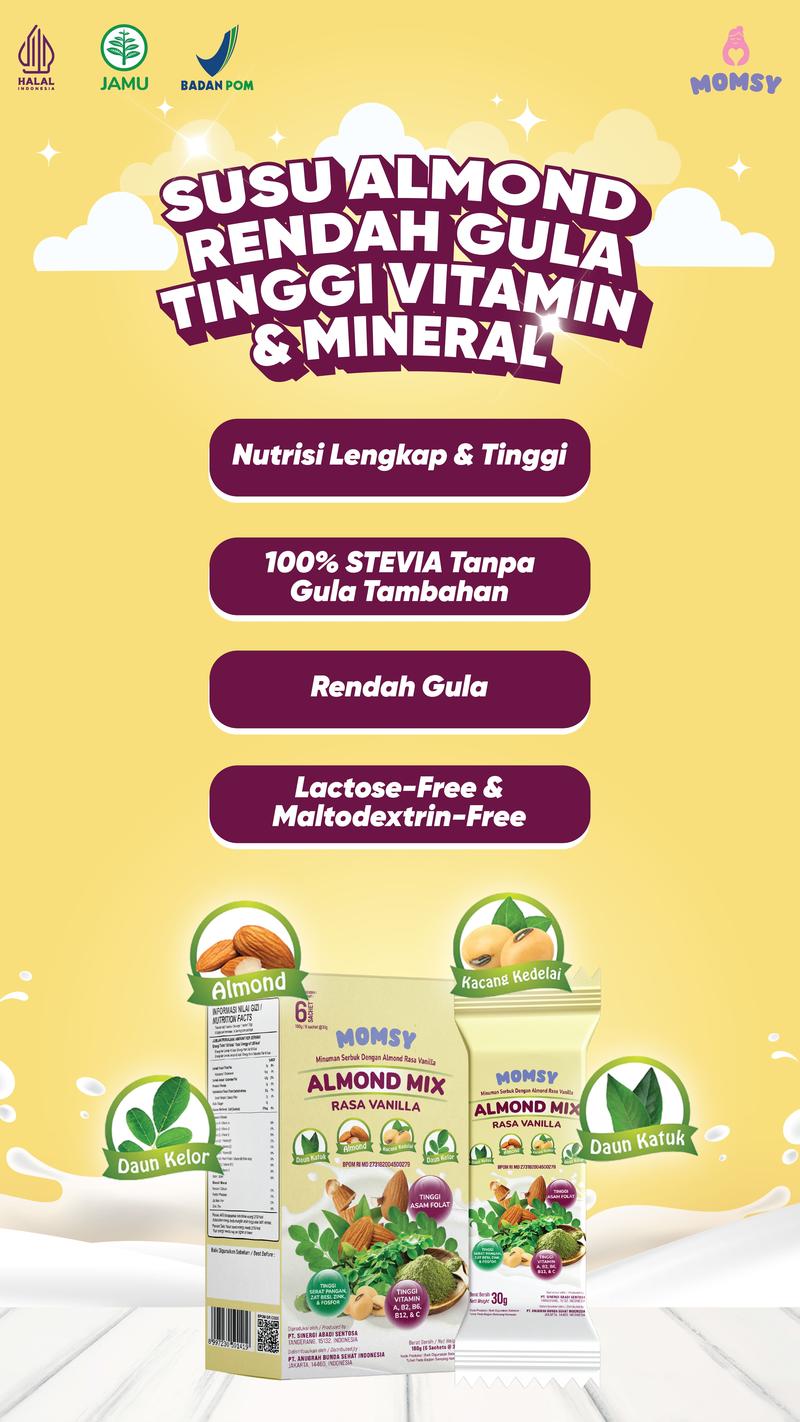 Product Introduction of MOMSY BUY 1 GET 1, ASI Booster 60 Kapsul X ALMOND MIX VANILLA 6 Sachet 30