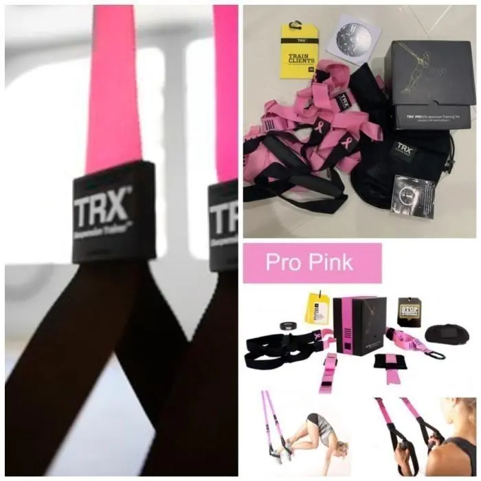 TRX PRO Pink / Tali Gym warna Pink/ bonus tas + buku + dvd latihan