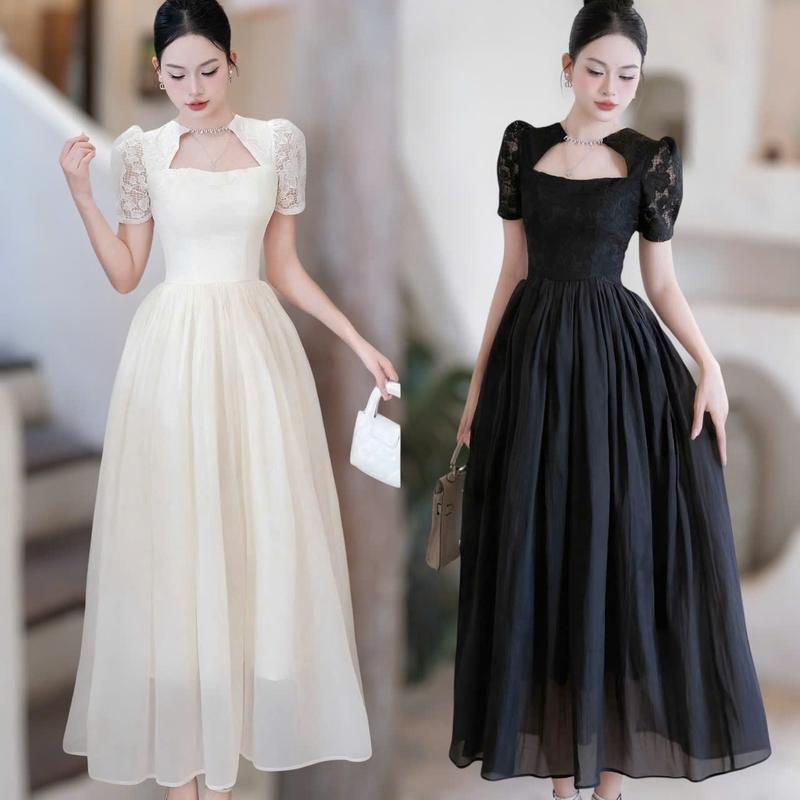  Váy BIGSIZE dáng dài  50-120kg  dây đá sang trọng thanh lịch hack dáng đi tiệc được may 2 lớp tỉ mỉ- Ú XINH STORE   Đen Nữ Dress -D270  Ren Dây Đá   