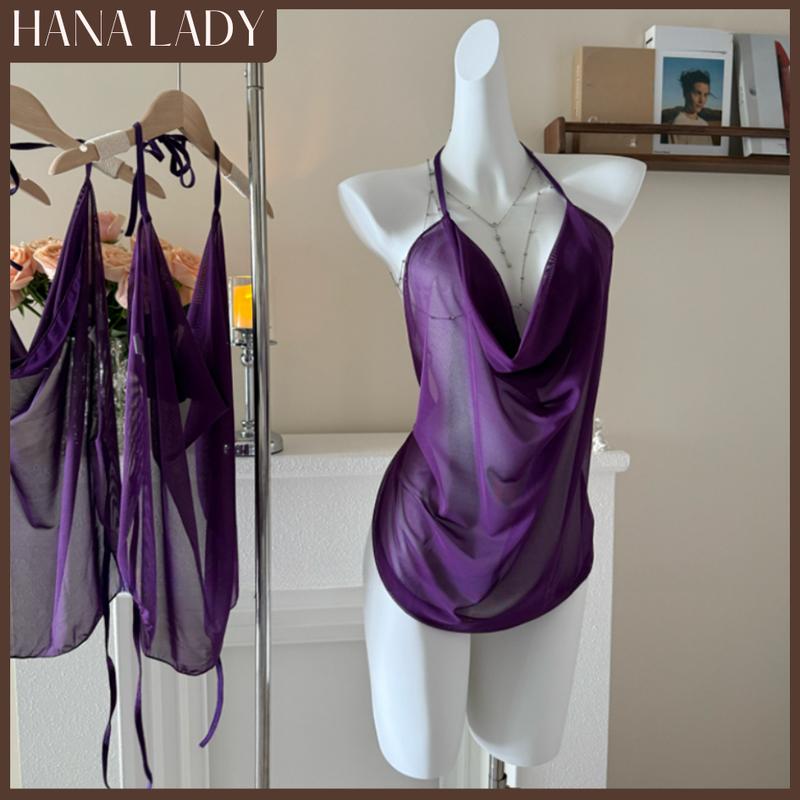  Váy Ngủ Nữ RenMỏng Kiểu Yếm Cột Dây Lưng Cổ Đổ Mặc Nhà Kèm Quần VN639 