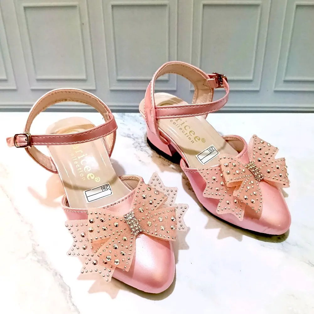 Sepatu Sandal Anak Perempuan Pesta Pita Hak 3cm DR08 Fashion Cantik