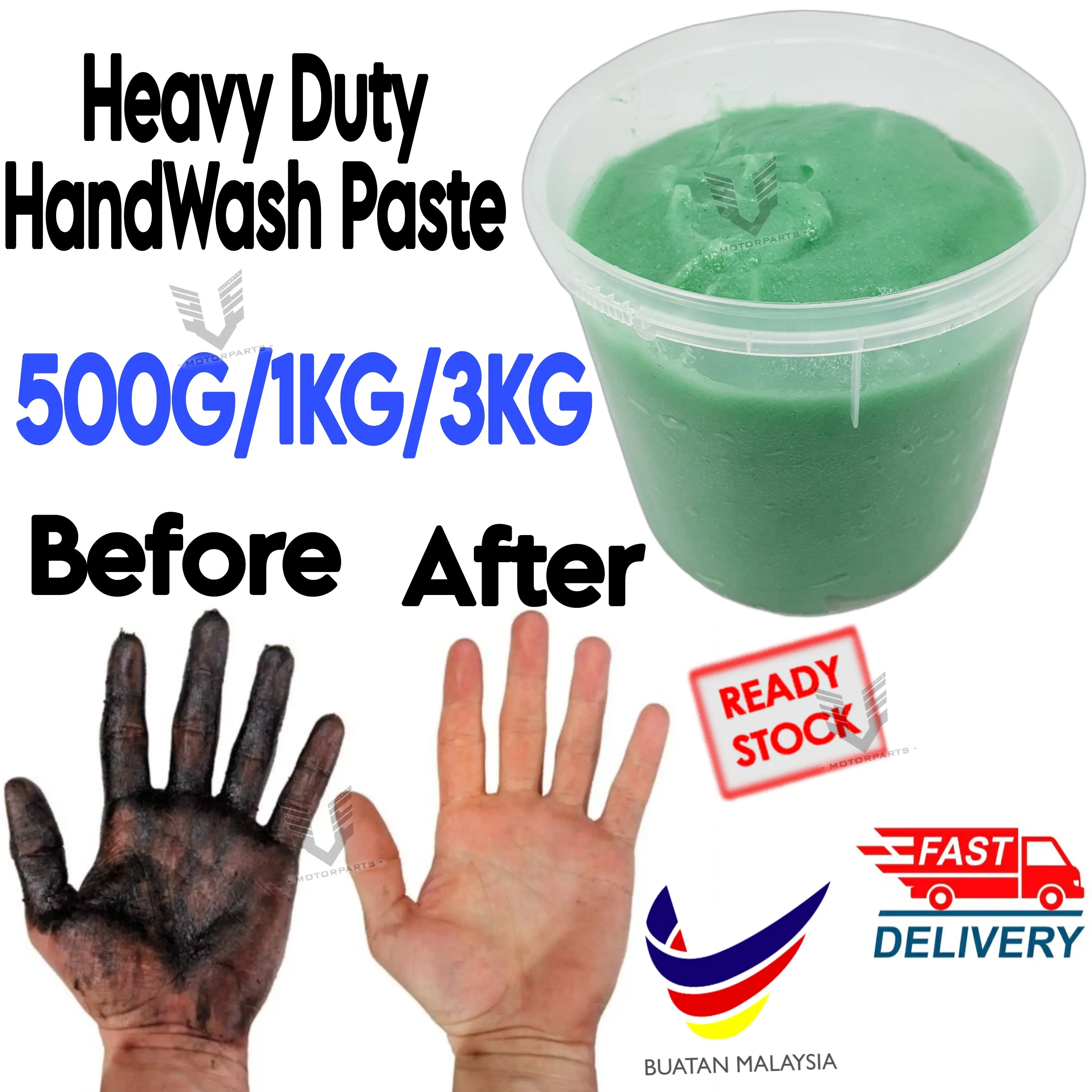 HEAVY DUTY HANDWASH PASTE 500G 1KG 3KG SABUN CUCI TANGAN MEKANIK POMEN HEAVY DUTY HAND WASH GEL REMOVE OIL GREASE