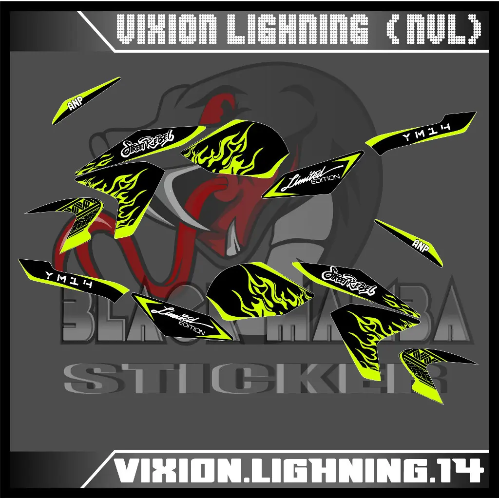 Stiker Striping Variasi NEW VIXION LIGHNING NVL TEMA REMBO racing  - 14 Motorcycle