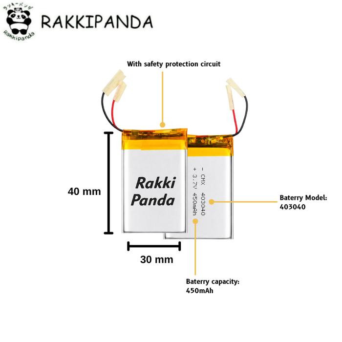 Gambar RakkiPanda Baterai Pouch Universal Li-Po 3.7V 450mAh Tanpa Soket - 40*30*40 450mAh dari Rakki Panda Indonesia Kota Administrasi Jakarta Pusat 4 Tokopedia