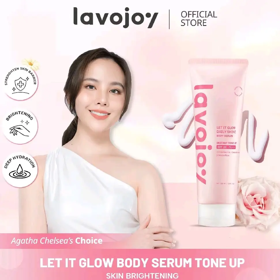 LVJ lavojoy Let It Glow Daily Shine Body Serum Instant Tone Up SPF 20 PA++ | Body Lotion SPF untuk Mencerahkan + Melembabkan Kulit dengan 3% Niacinamide + Ceramide