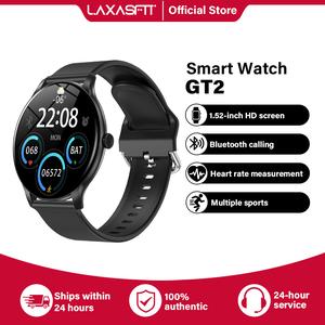 LAXASFIT Round Smartwatch GT2 Menwomen 1.52-inch full touchHD display Withcall function Silicone strap Compatiblewith Android and iPhone wearable usb