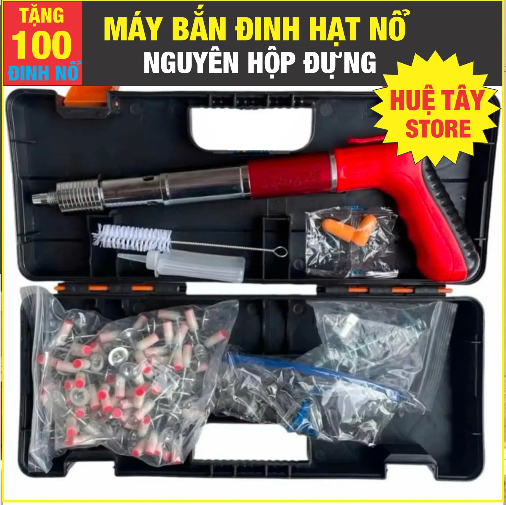 Máy bắn đinh hạt nổ (tặng 100 đinh nổ) mẫu mới 2025 Bắn đinh bê tông S4- A1