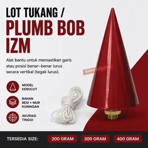 IZM Lot Tukang Plumb Bob Bandul Tukang Bangunan Benang Unting Kerucut 200gr 300gr 400gr Alat Pengukur Garis Tegak Lurus Vertikal Presisi