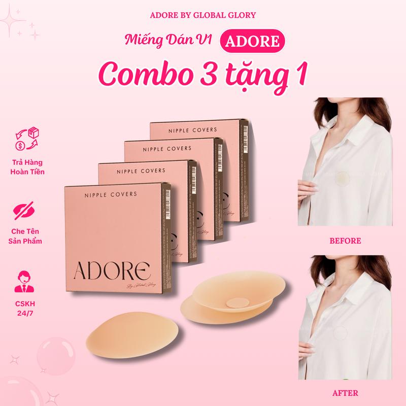   DEAL HỜI CHỐT NHANH  - Miếng Dán Tàng Hình ADORE Silicone Mềm Mại Chống Rơi Chống Mồ Hôi Bám Dính Chắc Chắn Tái Sử Dụng Nhiều Lần - Bra Nữ Hỗ Trợ Nhe Nhũ Hoa Cho V1 Thay Thế Áo Ngực Mặc Ở Nhà Đi Chơi Với Đồ Đa Dạng 