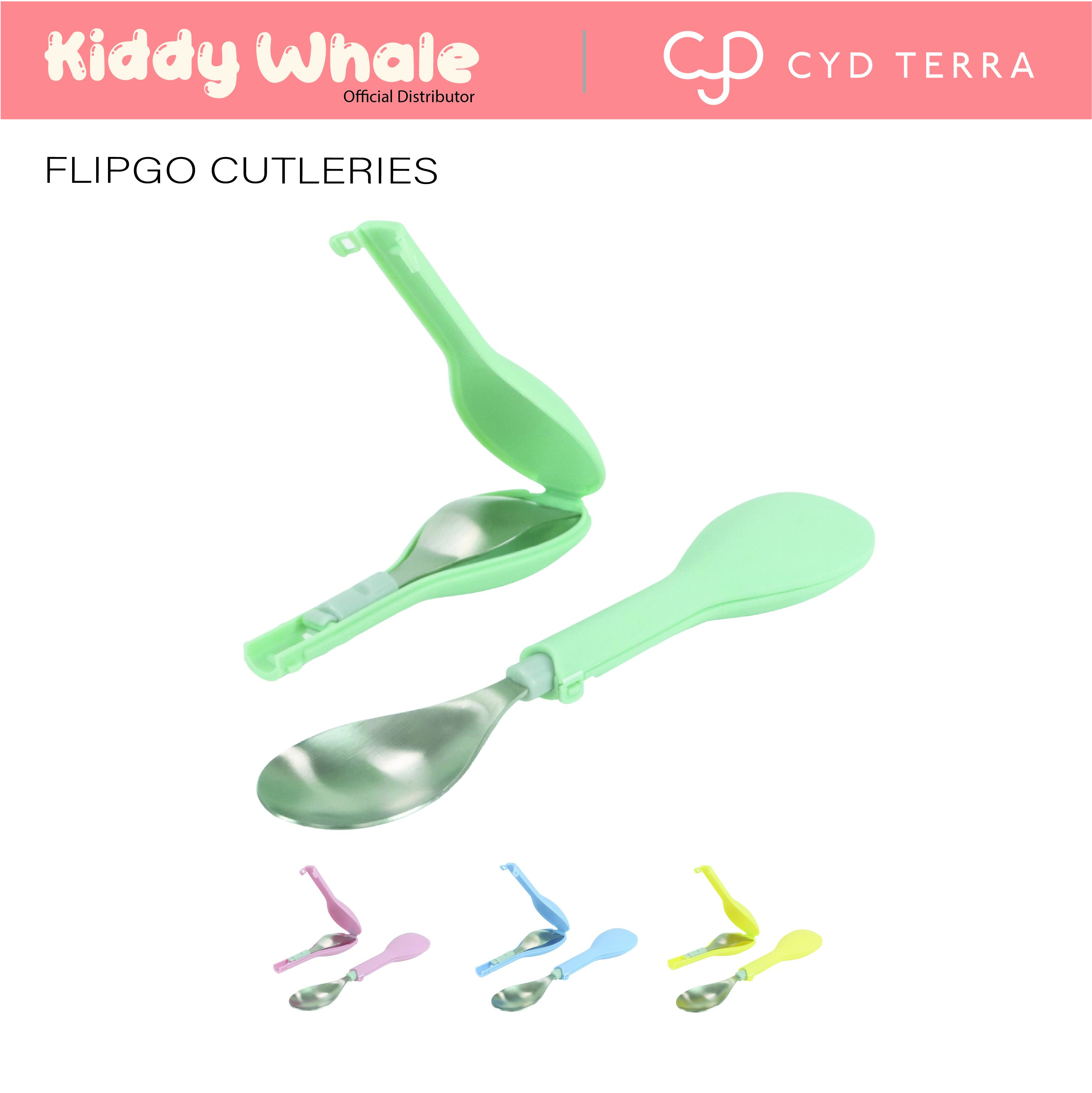 CYD Terra Foldable Spoon and Fork Set | FLIPGO | Kids Adult Stainless Steel Cutlery Utensils travel dinner ware Tableware