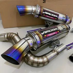 Fullsystem knalpot Samlong HALF BLUE Original AMORA Racing motor vario mio beat nmax pcx Aeroc Motorcycle