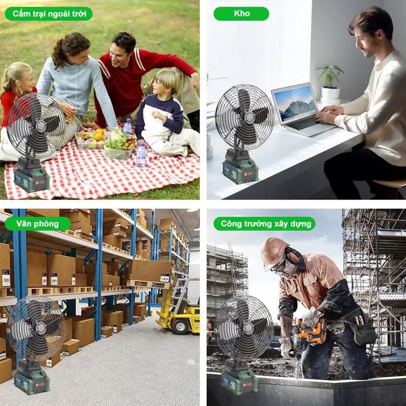 TANZU Quạt không dây 8 Inch Cầm tay Công nghiệp Quạt ngoài trời có Pin với Lực gió mạnh + Điều chỉnh hai tốc độ QuạT Fan quạt tích điện cỡ lớn siêu mạnh 4
