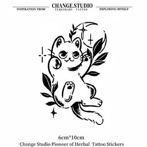 Hình Xăm Tạm Thời, Thiết Kế Hình Xăm Mèo, Kéo Dài Trong 15 Ngày, Không Thấm Nước, Chống Chà Xát. Miếng Dán Hình Xăm