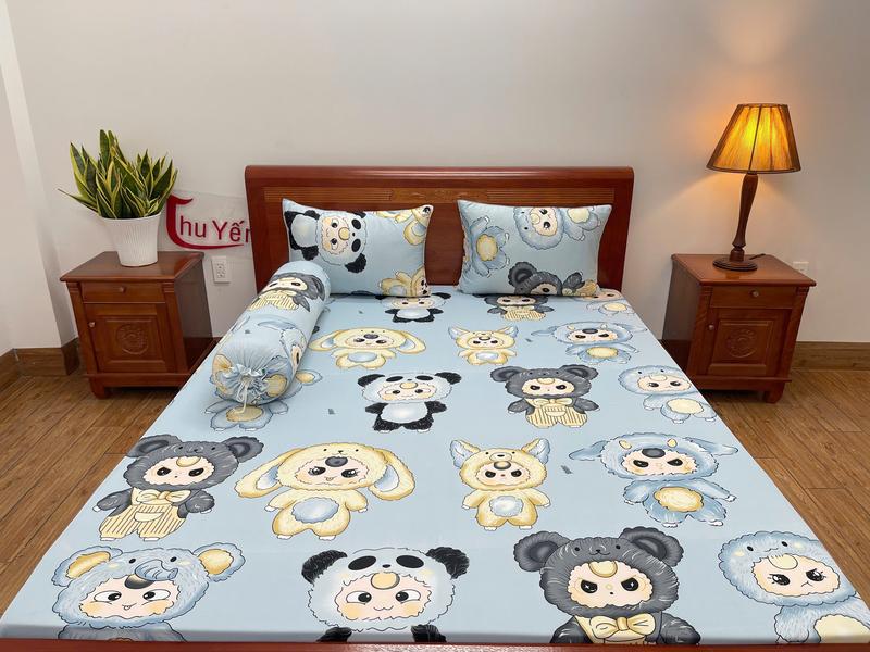 Ga Thun Lạnh Hàn Quốc 4 Món, Ga Giường Bo Thun vải in 3D,Ga bọc vỏ gối 40x60cm. 7