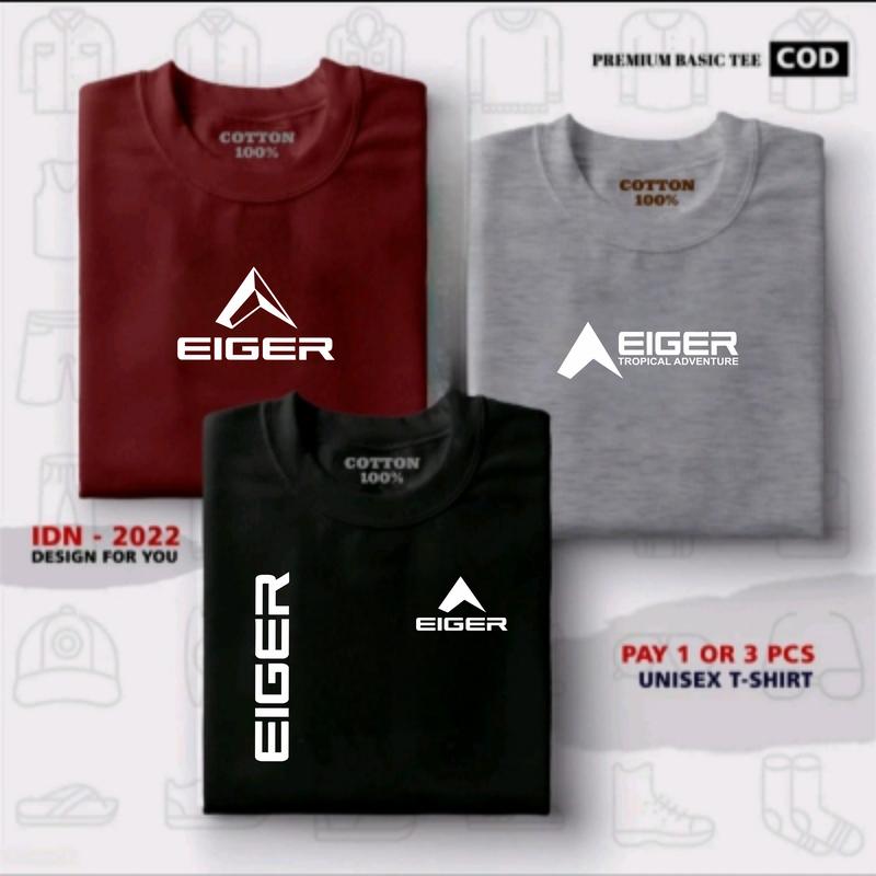 BUY 1 OR 3 PCS Kaos T-Shirt 100% Katun Combed 30s - Kaos Distro Cowok Cewek Branded - Baju Kaos Distro Pria Keren Articel Eiger Kr  Eiger Ad Eiger Print White Premium Kaos Oblong 0
