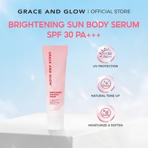 Grace and Glow Brightening Body Serum SPF 30+++ | Sun Protection Hand & Body Lotion | Sunblock Badan Anti-UV Tone Up Menjaga Kulit Tetap Cerah & Terlindungi | with Arbutin + Bearberry Tangan Tubuh Acid Niacinamide Mencerahkan Hitam Lightening Leher