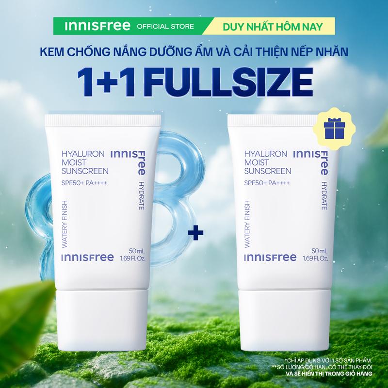 [MUA 1 TẶNG 1] Kem chống nắng dưỡng ẩm INNISFREE Hyaluron Moist Sunscreen SPF50+ PA++++ 50mL