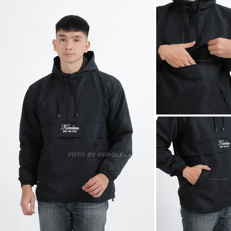 Jaket pria distro Bandung hoodie keren grosir pakaian pria jaket pria keren jaket cowok jaket parasut jaket parasut pria jaket parka jaket pria distro Nyaman   parasut cougle Bomber Waterproof Semi Casual Logo Bordir Hitam Tebal jersey set 1