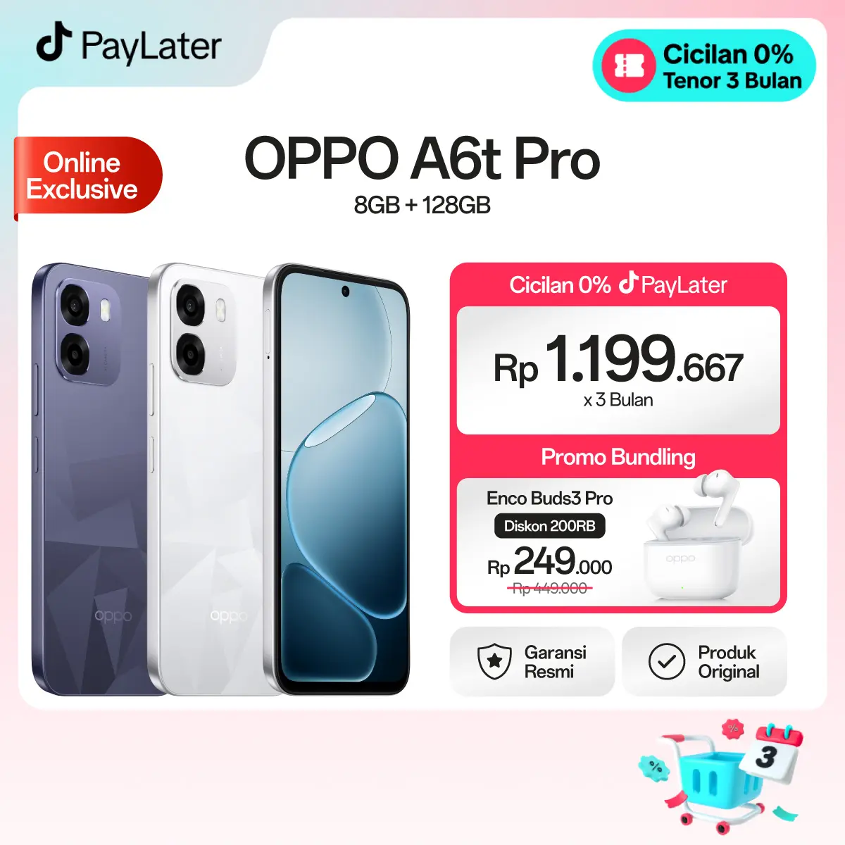 [BARU] OPPO A6t Pro 8GB/128GB Online Exclusive Smartphone [Snapdragon 685, 70000mAh Large Battery 45W SUPERVOOC, IP69 Water & Dust Resistance]