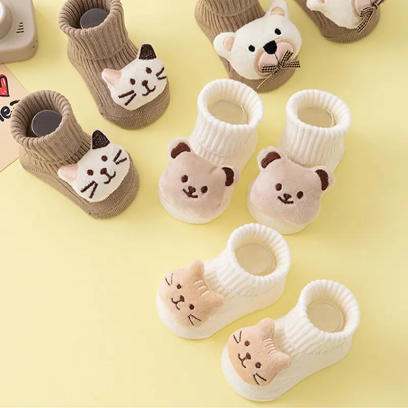 Vớ Trẻ Em Bé Prewalker, Thiết Kế Hoạt Hình Dễ Thương, Chống Trượt, Ống Giữa, Làm Bằng Bông, Thích Hợp Cho Trẻ Em, Vớ Đi Trong Nhà 6