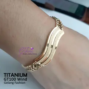 Gelang Emas Wanita Wind Blows bahan Titanium Model Elegan dan mewah Anti Karat gt100 Aksesoris Couple Hadiah Bracelets bisa cod gratis ongkir Perhiasan