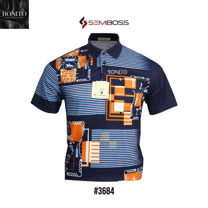 KAOS KATUN PRIA KERAH WANGKI SEMBOSS BAHAN KATUN, BAHAN LEMBUT, DAN ADEM 3684 KAOS LENGAN PENDEK Polo Baju 1