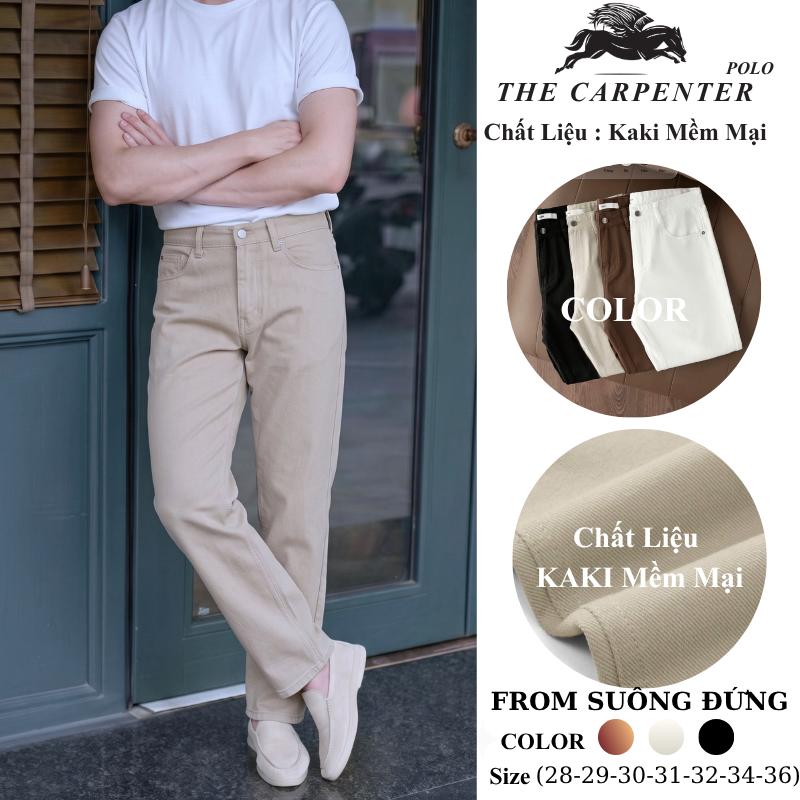 Quần kaki nam The Carpenter Thêu ngựa From suông đứng vải Kaki mềm mại đứng from, phong cách khỏe mạnh.