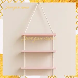 rak dinding gantung 3 susun warna pink Penyimpanan