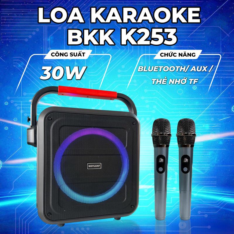 Loa Karaoke K253, Âm Thanh Sống Động, Đèn Led Đẹp, Tặng Kèm 2 Mic