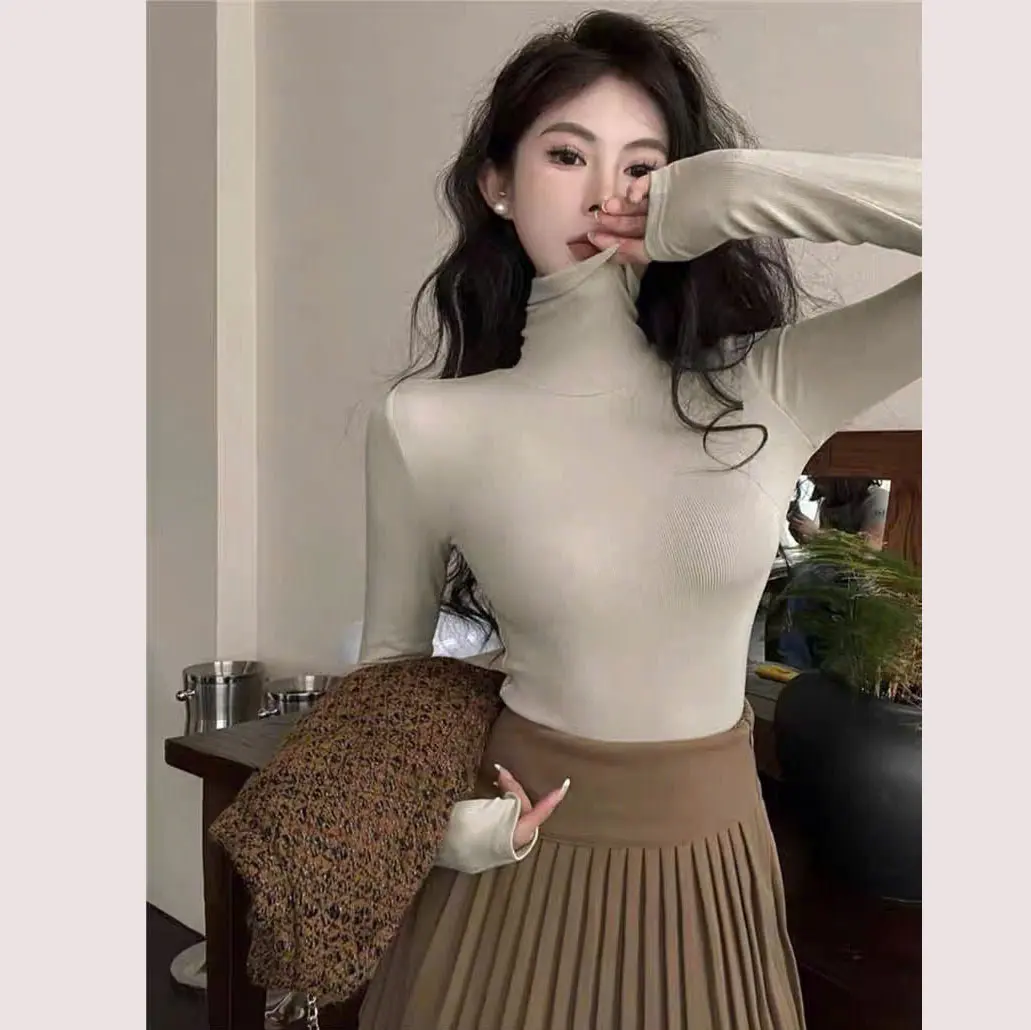 Áo cổ cao cotton zip LÓT LÔNG Lenogi áo giữ nhiệt cổ lọ ôm body A90 Thun Nữ | BigBuy360 - bigbuy360.vn