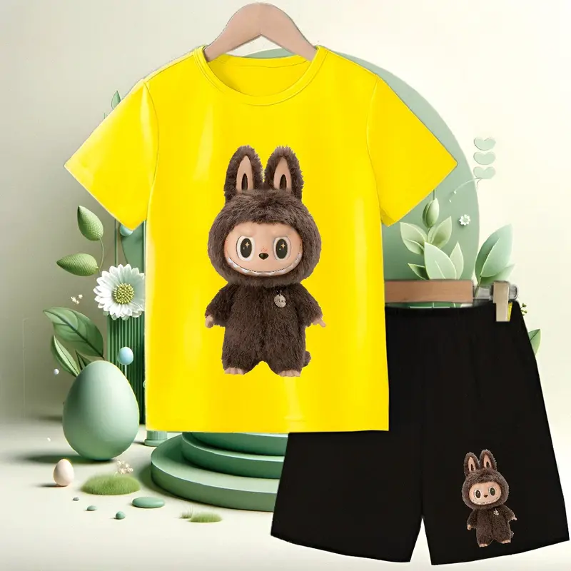 baju anak setelan karakter labubu coklat-anak cowok cewek Fashion 3
