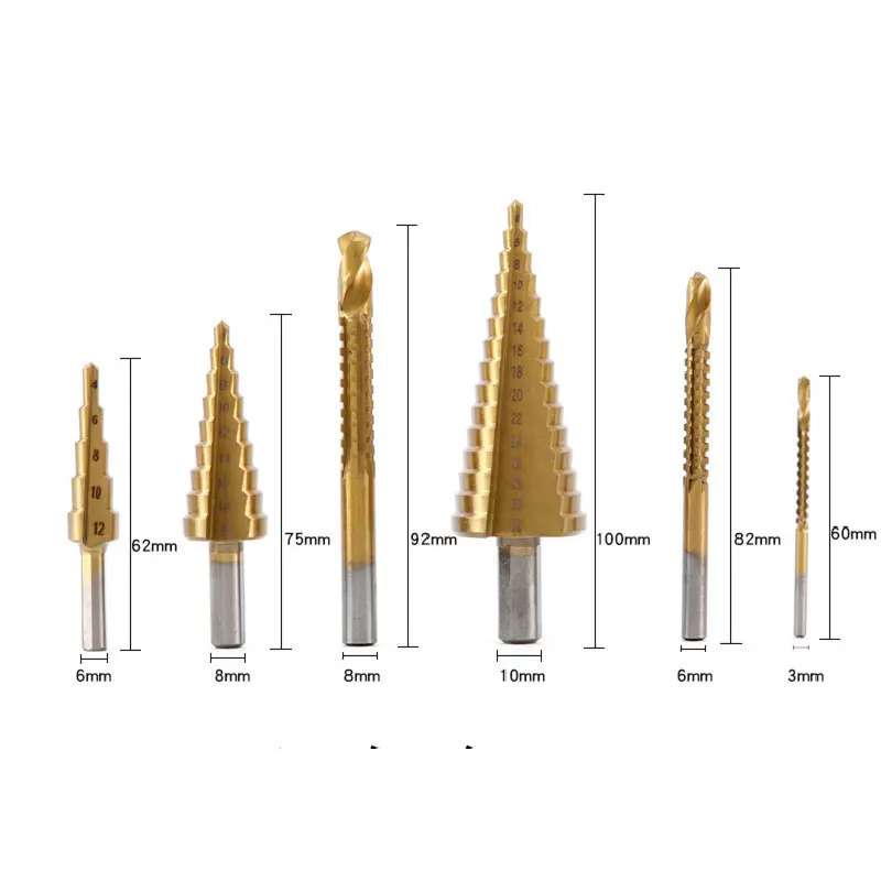 COD 6Pcs Mata Bor Pagoda Untuk Baja Spiral HSS Steel Titanium Coated mata bor Pagoda besi kerucut Cone drill hole saw 8