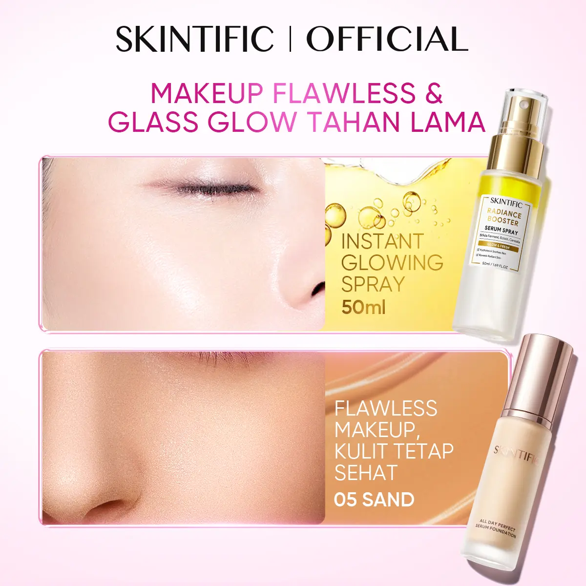 foundation 05+ glowing serum spray