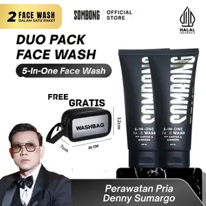 DUO SOMBONG 5-in-1 Face Wash With Coffee & Ginseng Perawatan Sabun Muka Cowok Pembersih Wajah Pria 100ml Mencerahkan .