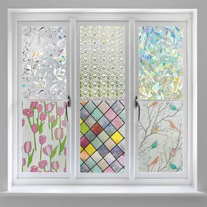 Stiker kaca Motif Warna Warni dekorasi sticker filem kaca Kamar mandi privasi Sandblast  rumah Wallpaper Pintu Kaca Mengurangi cahaya