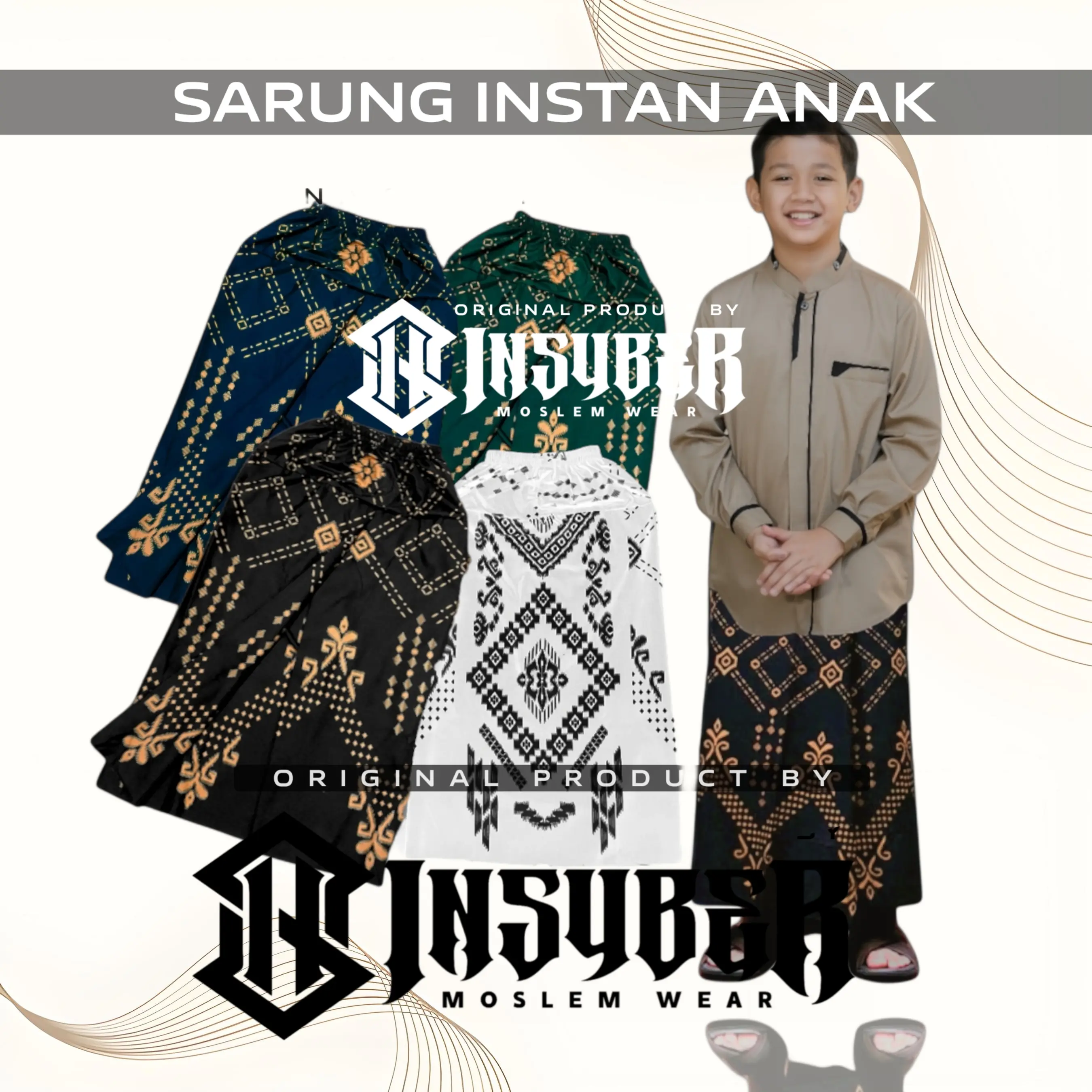 Sarung Instan Anak Lak-Laki Karet Halus Musim Dingin - Ukuran S-XL (2-13 Tahun) - Koko, Muslim