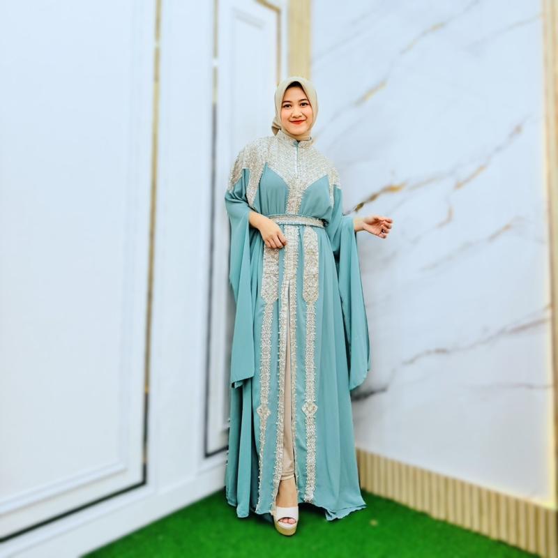Product Introduction of Kaftan Meera Abaya Viral Terlaris Set Inner Gamis Dress Wanita  Muslim Lebaran 11