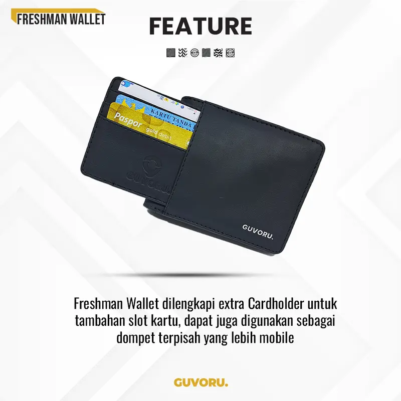 GUVORU - Dompet Lipat Pria Kulit sintetis Freshman Wallet Dompet pria dompet cardholder Dompet kulit 1