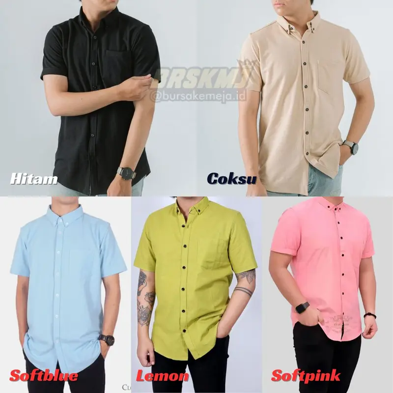 Promo Kemeja Dewasa 100.000 ribu 5 pcs Lengan Pendek Pria, Baju Distro Kain Katun 6