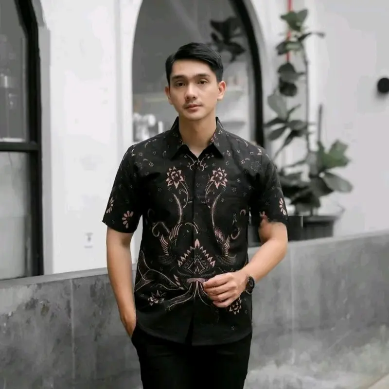 baju batik pria lengan pendek size M L XL XXL spesial XXL Seragam Dewasa Kain 0