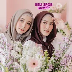 RIFANYHIJAB Bella Square Premium Wanita Muslim Jilbab Empat Pollycotton Plain Square