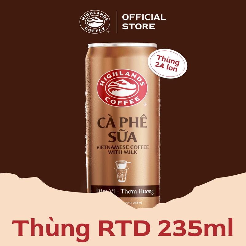  Thùng 24 Lon Cà Phê Sữa Highlands  235ml lon  