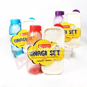 Lunch box set botol dan tempat makan dengan sendok garpu - kotak bekal sekolah simpel tanpa sekat Kitchenware