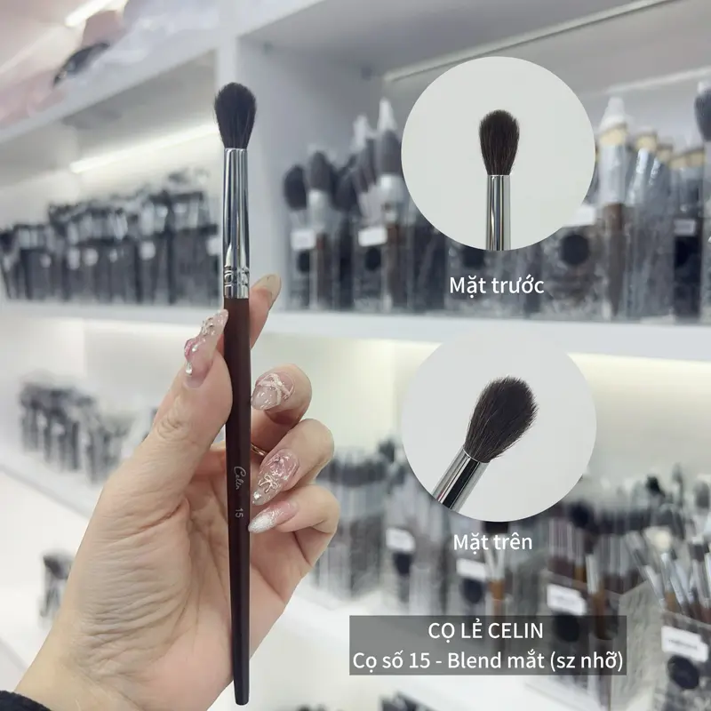 Cọ Lẻ Celin Cán Gỗ Tự Nhiên Màu Nâu Với Đầu Cọ Lông Thú 3