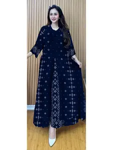 ZAHRA'S - Gamis Midi Dress Rayon Premium Resleting Busui Lengan 3/4 Wanita Muslimah Bunga